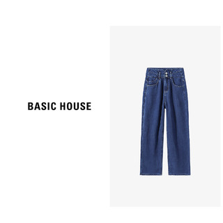 Basic House/百家好女士时尚百搭宽松复古水洗牛仔裤B0633B5I412 蓝色 L110-120斤