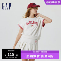 Gap 盖璞 女装夏季法式圈织软卫衣591199短袖上衣 灰白色 170/108A(XL)