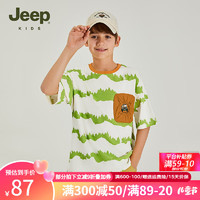Jeep吉普童装男童t恤短袖2024年新款夏装女童上衣中大童宽松    【建议身高125-135】