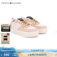 TOMMY HILFIGER24春夏童装女复古撞色拼接厚底运动鞋休闲板鞋TH101032 粉色A9Y 36