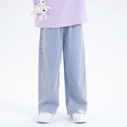 PEPCO 小猪班纳 2024夏季新款薄款简约风女童直筒九分裤可爱卡通兔儿童牛仔裤