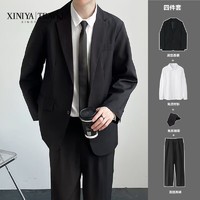 百亿补贴：XINIYA学生西服套装男宽松休闲黑色小西装韩版商务正装轻熟三件套
