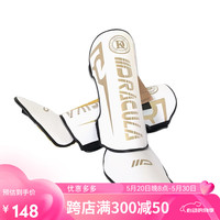 泰拳德古拉拳击散打护腿连脚背成人泰拳搏击跆拳道儿童护具 白金色 M