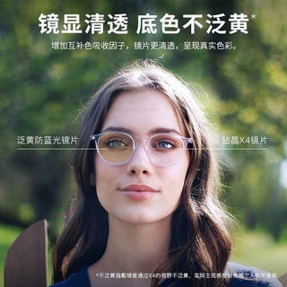 依视路（ESSILOR）【原厂加工】钻晶X4非球面薄镜片防蓝光清透近视眼镜可配度数 金属-全框-2002SV-银色 1.60折射率