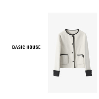 Basic House/百家好羊毛双面呢大衣外套女柔软职场通勤 灰色 L（125-140斤）