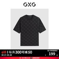 GXG 男装 2024年夏季多色休闲潮流满印圆领短袖t恤男 黑色 170/M