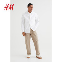 H&M 男装衬衫春季时尚棉质长袖衬衣修身休闲穿搭上衣1013956