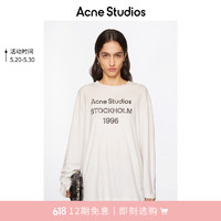 Acne Studios 男女同款做旧1996印花宽松落肩长袖T恤上衣CL0197 灰白色 L