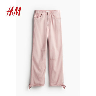 H&M2024夏季女装抽绳牛仔长裤1237944 浅牛仔粉 155/60