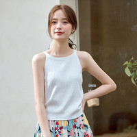 INMAN 茵曼 冰丝清凉内搭薄款针织背心女2024夏季百搭休闲打底吊带上衣 米白色 XL