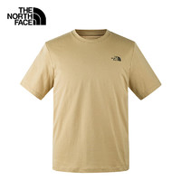 北面（The North Face）短袖T恤男吸湿速干户外春季户外休闲圆领纯色运动半袖上衣 LK5/卡其色 M/170