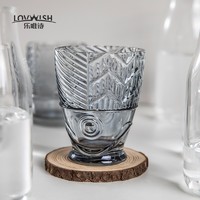 LOVWISH 乐唯诗 活动价 玻璃水杯鲤鱼杯年年有余创意轻奢锦鲤玻璃杯4件套 /灰/防撞简装