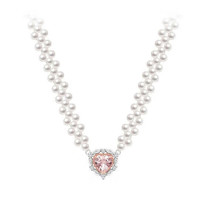 SoinLove 心爱系列 VV251 月桂之心18K白金摩根石钻石珍珠项链 0.581克拉 45cm 7.92g