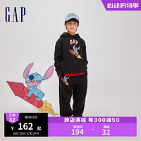 Gap 盖璞 男童春季2024卫裤儿童装847192束脚裤 黑色 120cm(XS) 亚洲尺码