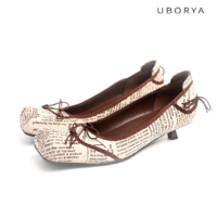 移动专享：UBORYA设计师原创/幻视芭蕾/方头浅口单鞋少女猫跟细跟一脚蹬法式