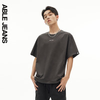 ABLE JEANS 24夏季男士TEE全棉汗布立体LOGO宽松短袖T恤男 深铅灰 S
