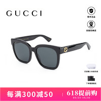 GUCCI 古驰 墨镜女时尚织带镜腿大框方形开车太阳镜男GG0034SN GG0034SN-001