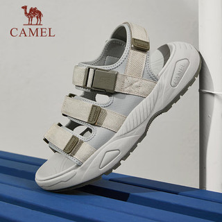 骆驼（CAMEL）男士魔术贴沙滩鞋时尚运动休闲凉鞋 G14M547682 灰绿 44 