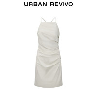 URBAN REVIVO 女士氛围感褶皱修身交叉露背连衣裙 UWG740094