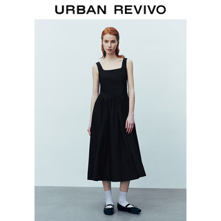 URBAN REVIVO 女士都市氧气温柔风显瘦背心连衣裙 UWU740059 正黑 L