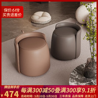 真缘现代简约轻奢梳妆凳家用卧室化妆凳客厅换鞋凳茶几凳备用矮凳 高级灰(超纤皮)