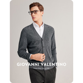 卓凡尼·华伦天奴（GIOVANNI VALENTINO）黑色含羊绒毛衣针织开衫男装秋冬季外套