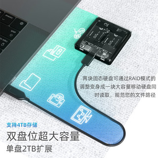 兮克双盘位硬盘盒SKNG2-C3,SATA M.2移动硬盘盒支持4种阵列模式USB-C 3.1接口磁盘阵列盒 双盘位移动硬盘盒空机