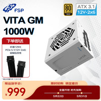 全汉（FSP）VITA GM 1000W雪装版金牌全模组电源（ATX3.1/PCle 5.1 12V-2x6接口/105℃工业等级日系电容）