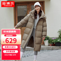 坦博尔羽绒服女中长款时尚宽松包容面包女士韩版外套TD237850 米粽 165/88A