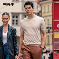 布先生明星同款可机洗羊毛短袖毛T秋冬季保暖毛衣纯色男士针织打底衫 【小高领】雅米杏 S/165