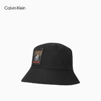 Calvin KleinJeans男士时尚简约纯棉虎纹皮标遮阳盆帽渔夫帽HX0232 001-黑色 OS