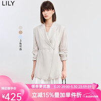 丽丽 LILY2024夏季莫代尔V领设计收腰X型垂顺松弛感轻薄西装外套 501灰色 L