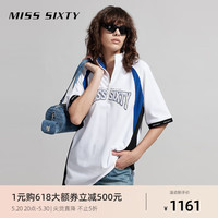 MISS SIXTY2024夏季短袖T恤女美式复古运动撞色字母刺绣插肩 漂白 S