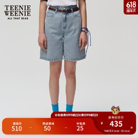 Teenie Weenie小熊卡通牛仔短裤女2024夏季新款女牛仔裤