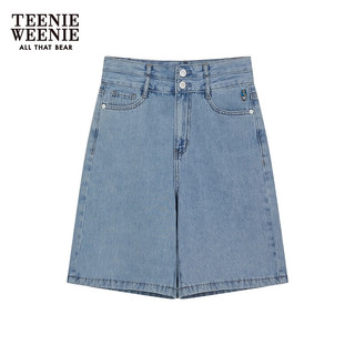 Teenie Weenie小熊卡通牛仔短裤女2024夏季女牛仔裤 浅蓝色 175/XL