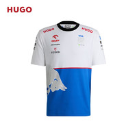 HUGO【Racing Bulls系列】男士24夏季弹力棉质车迷短袖T恤 100-白色 M