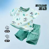 Disney baby 夏款儿童套装男童休闲凉感短袖T恤透气舒适短裤
