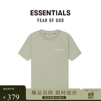 FEAR OF GOD ESSENTIALS 植绒LOGO系列棉质圆领短袖T恤 情侣美式高街休闲宽松男女同款 牛油果绿 M