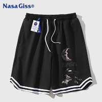 NASA GISS 短裤男夏季五分裤青少年宇航员休闲运动沙滩裤 黑色 XL