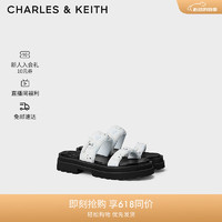 CHARLES&KEITH24夏季休闲一字带外穿厚底拖鞋女CK1-70381047 Light Blue浅蓝色 40