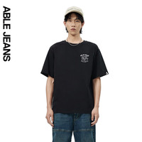 ABLE JEANS 24夏季TEE男士复古文字街头宽松短袖T恤881246 黑色 M