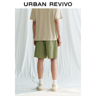 URBAN REVIVO 男装时尚百搭休闲纯色松紧腰短裤UML640056