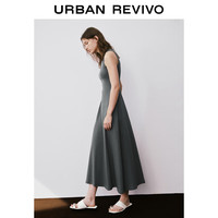 URBAN REVIVO 女士休闲简约百搭无袖修身长款连衣裙 UWH740038 深灰 M