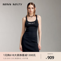 MISS SIXTY2024夏季针织连衣裙女U形领无袖修身背心裙显瘦 黑色 M