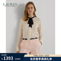 LAUREN RALPH LAUREN 拉夫劳伦 女装 24年春经典版型乔其纱领口系结衬衫RL61963 101-白色 XS