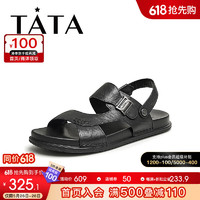 他她（TATA）2024夏时尚百搭舒适凉鞋男71B03BL4 黑色 44