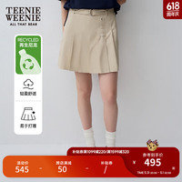 Teenie Weenie【易打理】小熊2024年夏季高腰系带百褶裙A字裙 浅卡其色 160/S