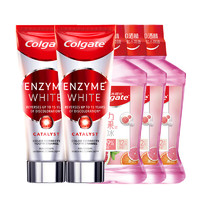 Colgate 高露洁 进口酵素亮白牙膏2支+鲜果薄荷漱口水500ml×3 清新口气