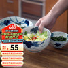 美浓烧 日本进口陶瓷盘釉下彩日式餐具家用盘子蔬菜盘子水果沙拉 6.5英寸