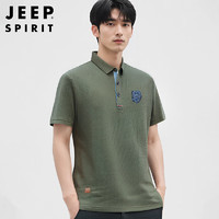 JEEP SPIRIT 吉普短袖T恤男夏季韩版polo打底衫男士体恤休闲上衣 军绿色 M